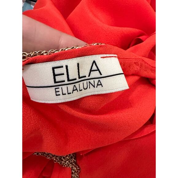 Ella Luna orange silk Lira sleeveless chained tassel detail mini dress size M - Picture 4 of 14